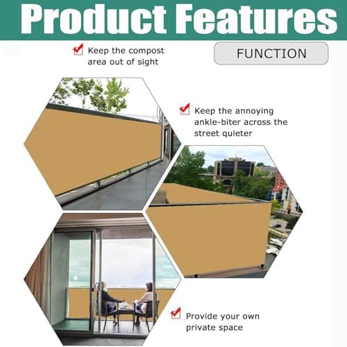 ZHhan Balcony Privacy Screen for Backyard Deck Patio Balcony Fence Porch Sun Shade PVC UV Protection Sun Wind 8 Days DeliveSapphire 14 Colors 20 Sizes 420D(Khaki,2.6'x11.5')