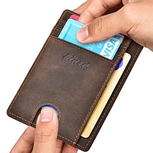 Kinzd Slim Wallet RFID Front Pocket Wallet Minimalist Secure Thin Credit Card Holder Dark Brown — view 4