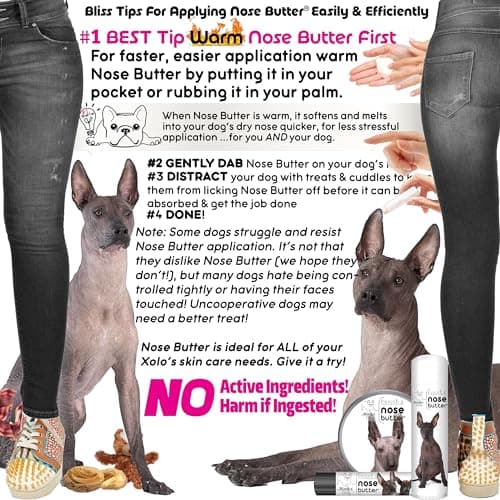 The Blissful Dog Xoloitzcuintli Nose Butter for Dry, Cracked Skin, Lick-Safe Dog Nose Balm with Moisturizing Shea Butter, Almond, Olive, and Essential Oils, Pet Supplies, Uncented, 0.50 oz. — view 3