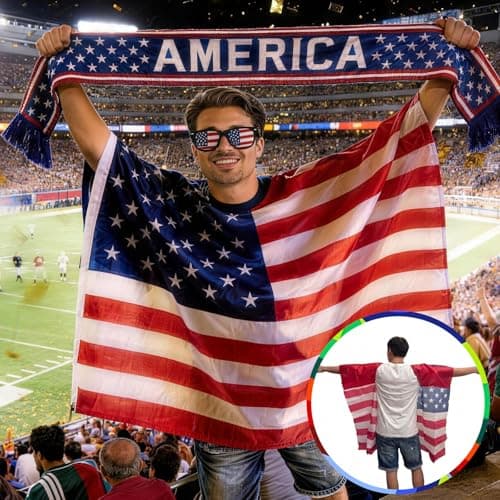 Soccer Fan Gear Set for 2026 World Tournament, Soccer Party Favors Kit with Flag,Scarf, Face Paint, Clapper, Horn&Glasses,Supporter Accessories for Game Day, Sports Event, Gift (Blue-USA) — view 3