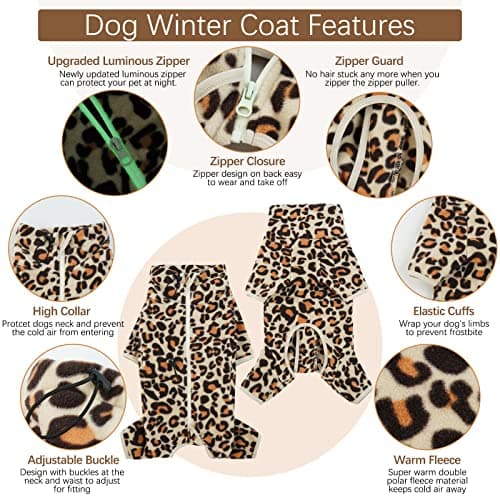ROZKITCH Full Body Dog Sweater, Pet Windproof Warm Cold Weather Jacket Vest with Luminous Zipper, Jumpsuit Apparel Outfit Clothes for Small Medium Large Dog Brown 2XL — view 2