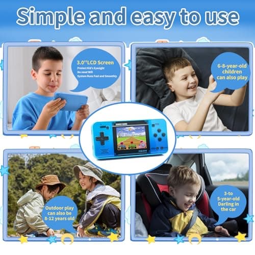 Handheld Game for Kids -Preloaded 220 Retro Video Games, Portable Gaming Player with Rechargeable Battery 3.0" LCD Screen, Mini Arcade Electronic Toy Gifts for Boys Girls (Blue) — view 4