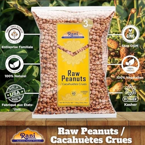 Rani Peanuts, Raw Whole With Skin (uncooked, unsalted) 48oz (3lbs) 1.36kg Bulk ~ All Natural | Vegan | Gluten Friendly | Fresh Product of USA ~ Spanish Grade Groundnut/Red-skin — view 5