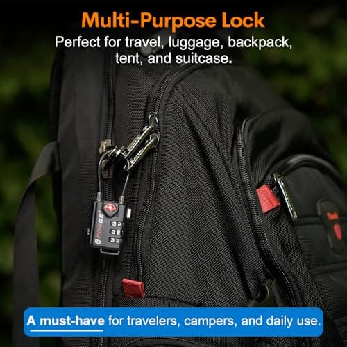 TSA Approved Cable Luggage Locks, Re-settable Combination with Alloy Body, Black 2 Locks. — view 6