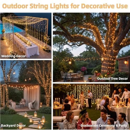 JMEXSUSS 200 LED Christmas Lights Indoor Outdoor, Connectable Warm White Christmas Tree Lights Clear Wire, 66 Ft Twinkle Fairy String Lights Plug in for Bedroom Wedding Christmas Tree Decorations — view 5