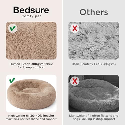 Bedsure Calming Dog Bed Medium Size Dog Donut Washable Pet Bed,30ins Camel — view 2