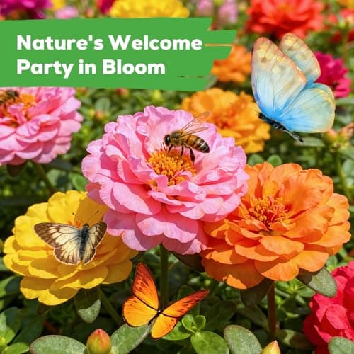 Fruivity Moss Rose Seeds for Planting, 24,000+ Annual Flower for Ground Cover Flower Seeds, Perennial Variety, Easy to Grow, Portulaca Seeds to Plant Outdoors Garden Containers — view 5