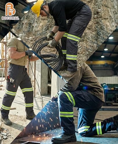 BOCOMAL Men's FR Pant High Visibility Cargo Pockets Relax Fit 7oz Rip-Stop Flame Resistant Reflective Work Pants — view 2