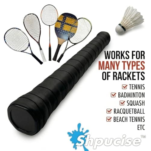 Shpucise 6 Pack Tennis Racket Grip Tape, Non-Slip Absorbent Tennis Grips Tape, Tacky Tennis Racquet Grip Tape, PU Upgraded Fabric Overgrip for Tennis, Pickleball, Badminton, Golf, Baseball Bat