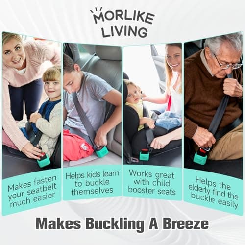 Morlike Silicone Buckle Holder Booster - Fits Most, Not All (Light Blue, 2 Pack) — view 3