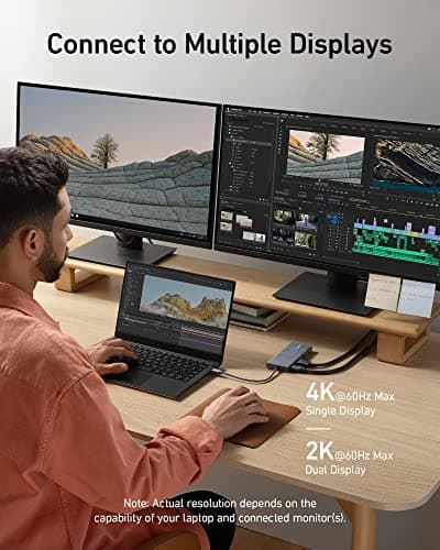 Anker USB C Hub, 11-in-1 Docking Station Dual Monitor, 10 Gbps USB-C and USB-A Data Ports, 4K HDMI and DisplayPort, 85W Power Delivery, 2 Data Ports, Ethernet, for XPS — view 3