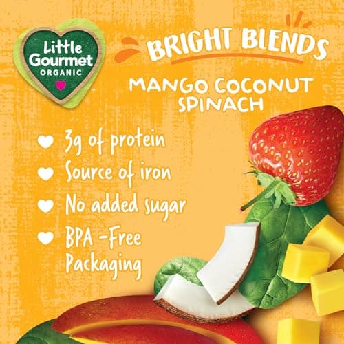 Little Gourmet Organic Toddler Snack Bright Blends Mango Coconut Spinach, 113ml (12 Pack) — view 4