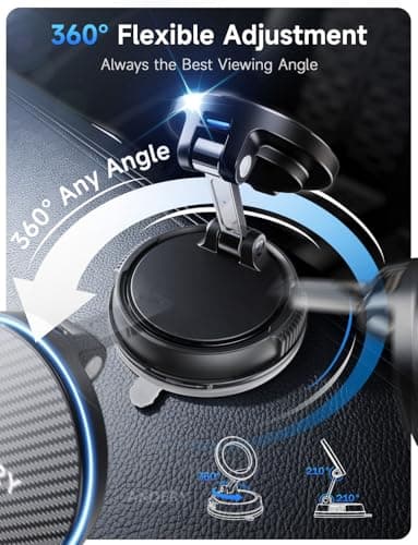ANDERY Only for iPhone Magsafe Car Mount Charger [15W Fast Wireless Charge, 78+LBS Strong Suction & 2400gf Magnetic] 360° Adjustable Car Phone Holder, Phone Holders for Your Car Dash Accents Accessory — view 4