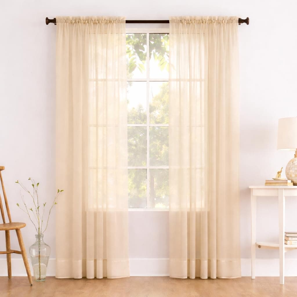 Megachest a pair of slot top voile curtains (Pure White, 56" wideX81 drop 2 Panels) — view 42