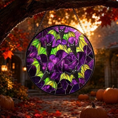 Halloween Decorations, Black Bats Acrylic Jigsaw Puzzle Suncatcher Gothic Decor Spooky Funny Window Suncatcher Acrylic Puzzle, Home Decor Gift for Women Men Horror Gift 7.8 Inch — view 4