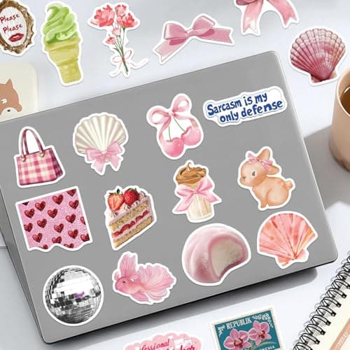 200PCS Pink Coquette Stickers, Aesthetic Girly Cute Bow Tie Sticker for Girls Women Teens Adults, Inspirational Preppy Vintage Y2K Decals for Laptop Water Bottles Guitar Computer — view 3