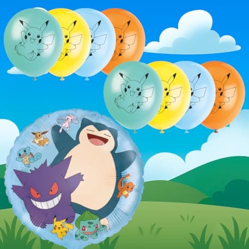 Pokemon Party Supplies Bundle - Complete Birthday Solution! Includes 1 Foil Balloon + 8 Latex Balloons, Official Licensed Product, 9 Total Items for Ultimate Party Fun! — view 5
