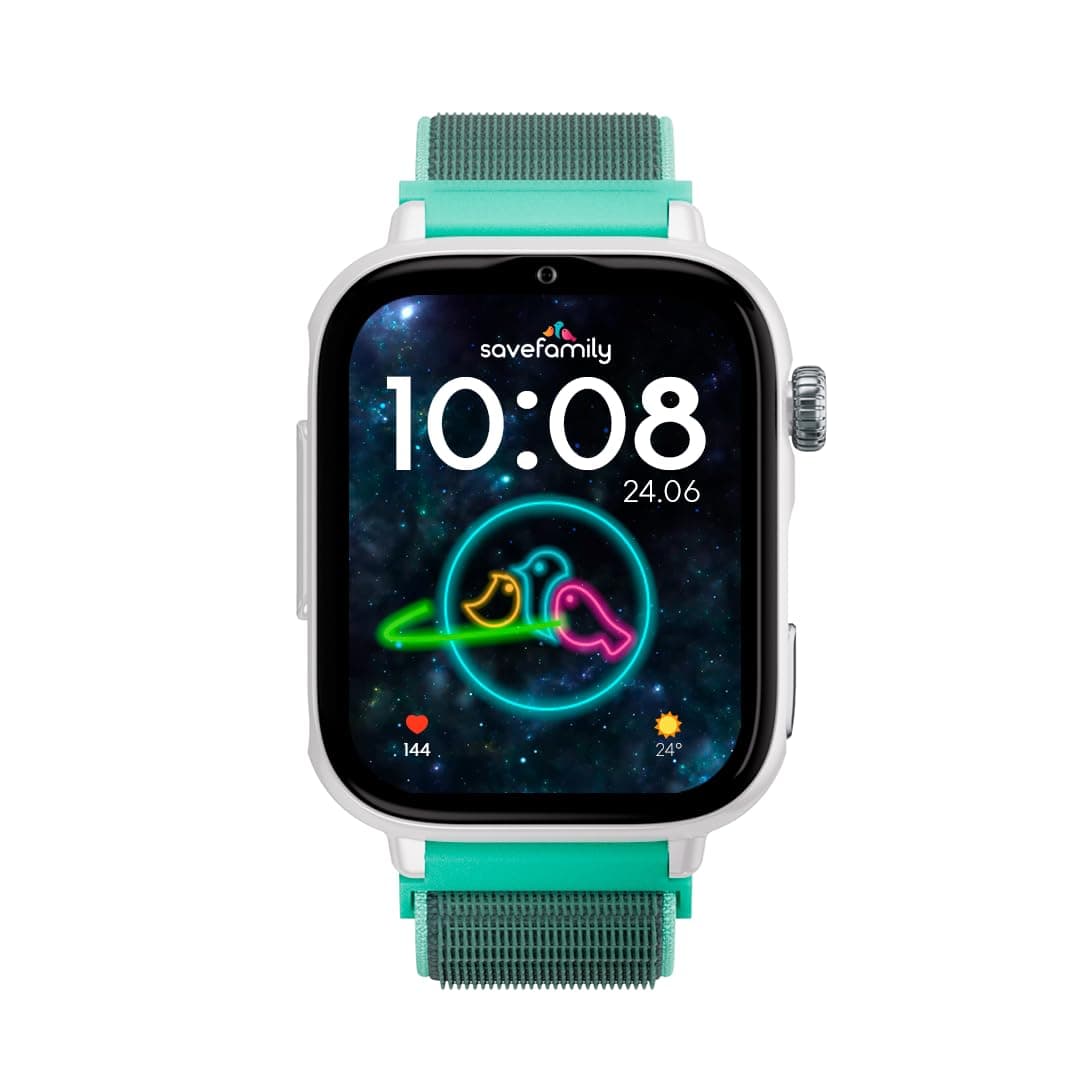 SaveFamily SaveWatch Plus 2 | Reloj Inteligente Niño con Localizador GPS, Llamada, Vídeo, Whatsapp, Spotify, App Store | SIM Incluida - Esfera Blanca y Correa de Tela Ocean — view 2