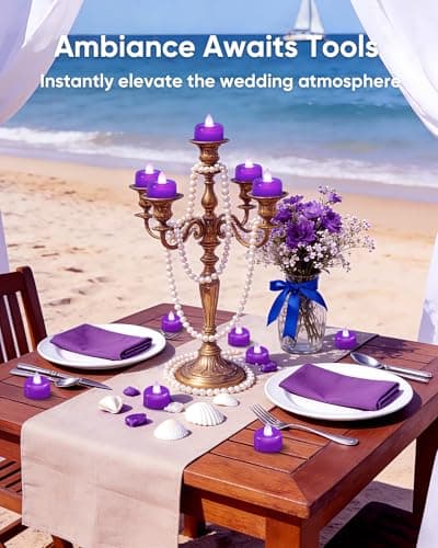 Amagic 24 Pack Purple Flameless LED Tea Lights Candles Battery Operated, Electric Fake Tealight Candles for Party, Wedding, Table Centerpiece, Home Decor, Mardi Gras, Halloween, Christmas, Proposal — view 3