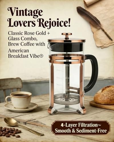 French Press Coffee Maker 21oz, Heat-Resistant Glass Coffee Maker-Bronze — view 4