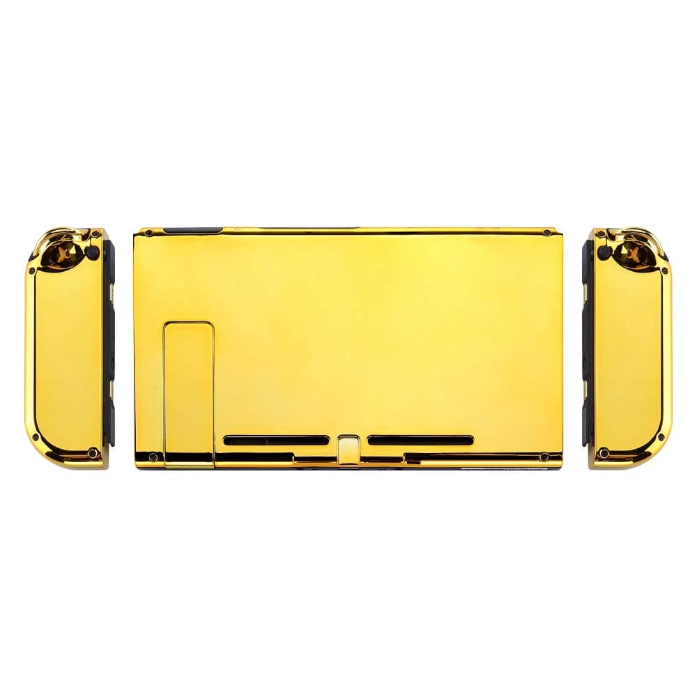 eXtremeRate Back Plate for Nintendo Switch Console, NS Joy con Handheld Controller Housing with Full Set Buttons, DIY Replacement Shell for Nintendo Switch - Chrome Gold — view 8