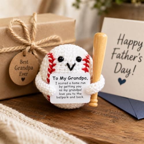 YACO STORE Grandpa Gifts for Father Day, Birthday Gifts for Grandpa, Positive Handmade Crochet from Granddaughter and Grandson