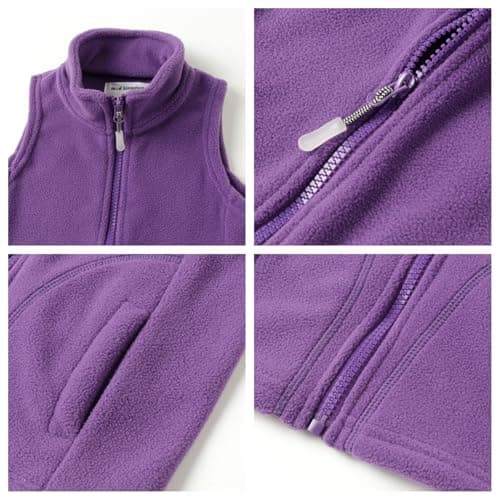 Mud Kingdom Toddler Boys Lightweight Vest Polar Fleece Full Zipper Purple 2T — view 3