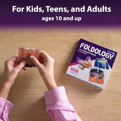 FOLDOLOGY - The Origami Puzzle Game! Brain Teasers for Tweens, Teens & Adults | Travel Game, STEM Toy | Fold the Paper, Complete the Picture | 100 Puzzles | Gift for Ages 10+ — view 4