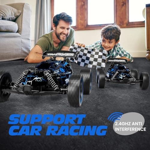 Tecnock RC Cars, Remote Control Car for Boys and Girls, 1:18 Scale RC Car, 2.4GHz 2WD All-Terrain RC Truck, Rechargeable Battery for 50-Min Play, Gift for Kids (Blue, Glow) — view 4
