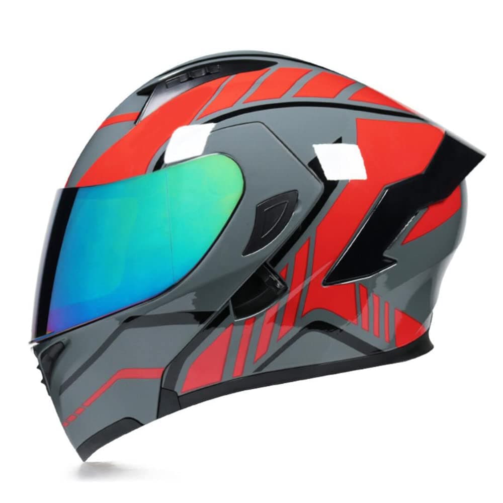 Full Face Flip Up Motorcycle Modular Helmet Integrated Motorbike Dual Visor for Adults Men Women Moped Street Racing DOT Approved — view 24