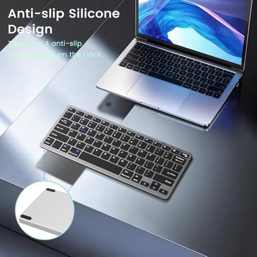 SQQSOOZ Wireless Rechargeable Keyboard, Slim Keyboard, Grey Black — view 5
