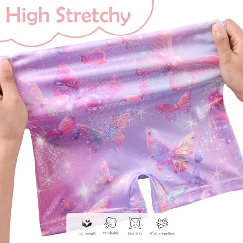 ACOCOPY Kid Girls Gymnastics Sleeveless Leotard Pink Butterfly Biketard Unitard Stretchy Quick Dry Dance Outfit Size 7-8 — view 3