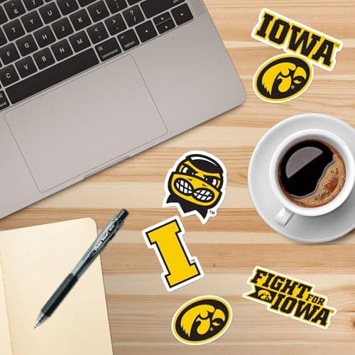 University of Iowa 50ct Vinyl Large Deluxe Stickers Variety Pack - Laptop, Water Bottle, Scrapbooking, Tablet, Skateboard, Indoor/Outdoor — view 4