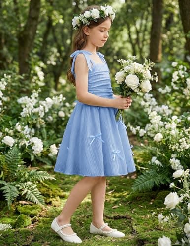 Arshiner Girls Easter Summer Spring Dress Blue Prom Boho Beach Casual Midi Sundresses for 11-12 Years — view 4