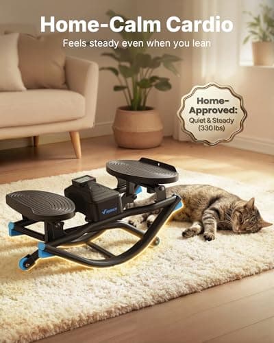 Merach Rocking Steppers for Exercise at Home, 3D Motion Stair Stepper with Resistance Bands for Full Body Workout & Low-Impact Balance Board, 330 LBS Loading Capacity Exercise Equipment（Black） — view 4