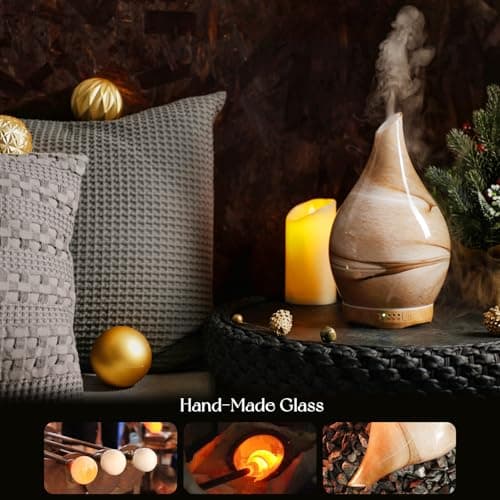 Porseme 280ml Essential Oil Diffuser Glass Color Changing Aroma Air Diffusers Aromatherapy Ultrasonic Cool Mist Humidifier 7 Running Hours Waterless Auto-Off (Desert) — view 4