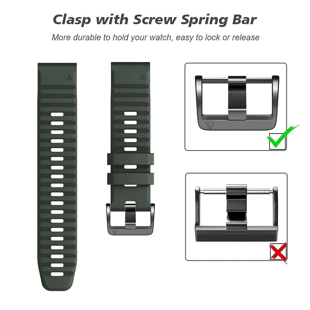 NotoCity Corrra para Garmin Fenix 7/6/5/6 Pro/7 Pro/5 Plus, Quickfit 22mm Correa para Garmin Fenix 8/8 pro 47mm, Forerunner 965/955/935, Nylon Correas para Epix Gen 2, Quatix 7(Negro+Verde militar) — view 4