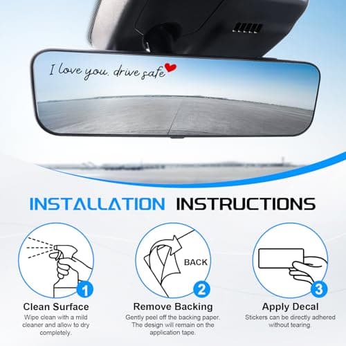 JUSTTOP 4PCS Car Decal,Decorative Rearview Mirror Sticker,I Love You Drive Safe Car Sticker,Auto Sticker and Decal,Car Decor for Women,Car Accessories,Fits Most Vehicles,Direct-Stick(Black&Red) — view 4