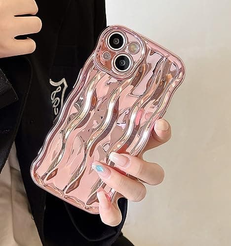 wahhle Water Ripple Pattern Curly Wave Frame Soft Cute Phone Case Cover for Men Women Girls(iPhone 11 Pro Max,Rose Gold) — view 3