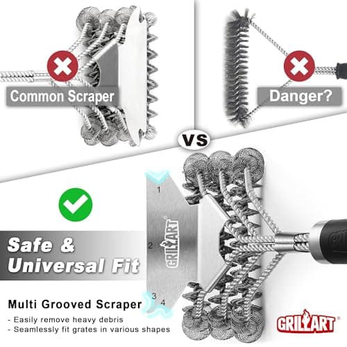 Grill Brush and Scraper Bristle Free – Safe BBQ Brush for Grill – 18'' Stainless Grill Grate Cleaner - Safe Grill Accessories for Porcelain/Weber Gas/Charcoal Grill – Gifts for Grill Wizard — view 4
