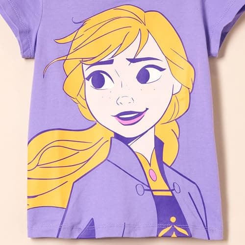 Amazon Essentials Disney | Marvel | Star Wars | Frozen | Princess Girls' Short-Sleeve T-Shirts, Pack of 4, Frozen 2 Elsa, Small — view 2