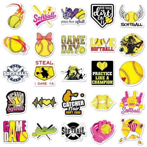 50 PCS Softball Stickers, Waterproof Vinyl Softball Sports Motivational Decals for Laptop, Luggage, Skateboard, Phone, Fridge, Trendy Stickers for Teens, Adults, Boys and Girls(Softball) — view 5