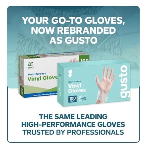 GUSTO Disposable Vinyl Gloves [100 Count] Medium