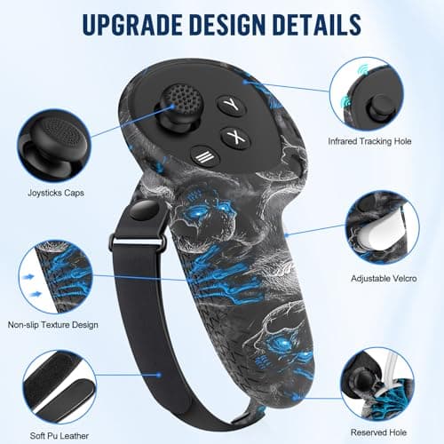 Silicone Cover Set Compatible with Meta/Quest 3S Accessories, Controller Grips, VR Protector Face & Front Shell Headset Cover and Lens Protective Cove-r (Illusion Black) — view 2