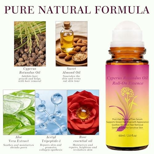 SRIOIO Cyperus Rotundus Oil, Natural Cyprus Cypress Rotundus Oil for Hair Removal, Reduces Unwanted Hair Growth, Soothes Skin & Minimizes Pores for All Skin Types (1PC - 2.02 Fl Oz)
