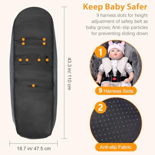 Zooawa Warm Bunting Bag Universal, Waterproof Baby Stroller Sleeping Bag for Cold Weather, Stroller Toddler Footmuff, Extra Thick, Fits 6-36 Months Baby, Gray — view 4