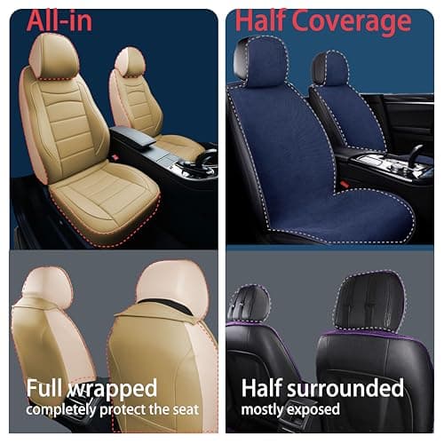 Car Full Set Seat Covers Fit for Hyundai Kona 2018-2026: Leather Breathable Waterproof Car Seat Cushion Accessories(5 Seats, Beige) — view 4