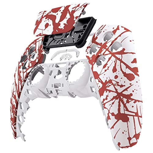 eXtremeRate Blood Patterned Soft Touch Touchpad Front Shell Compatible with ps5 Controller BDM-010 020 030 040 050, DIY Replacement Shell Custom Touch Pad Cover Compatible with ps5 Controller — view 2