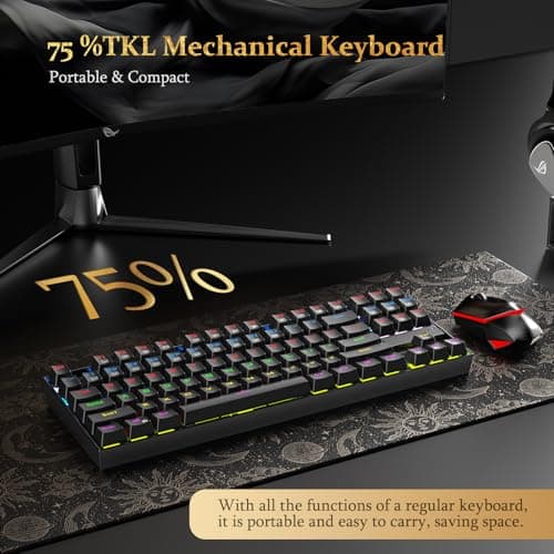 Redragon K552 Mechanical Gaming Keyboard, 87-Key Compact, LED Gaming Keyboard with Red Switches, Anti-Ghosting, Metal Frame for PC Gaming & Typing, Beginner-Friendly (Black) — view 2
