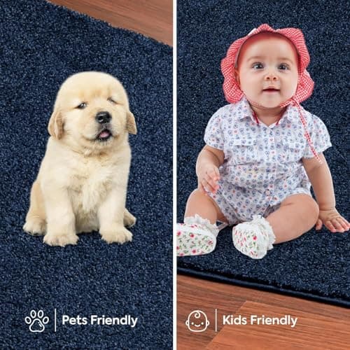 Ambiant Pet Friendly Solid Color Area Rugs Navy - 3' Hexagon, Indoor, Stain & Fade Resistant, Perfect for Living Room, Bedroom, Dining Room, Entryway, Doorway, Pet & Kids Friendly Rug, Wedding — view 5